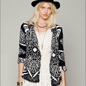 Free People Smitten Kitten Pattern Sweater Coat
